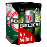 Becks Lager Beer, 4 x 440ml