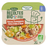 Blédina Les Recoltes Bio assiette Poireau, Champignons, Pâtes étoiles & Veau, 230g