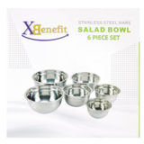 6 Piece Stainless Steel Salad, Mixing, Nesting Bowls Set