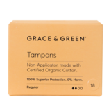 Grace & Green Organic cotton non-applicator tampon - regular, 18pcs
