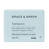 Grace & Green Organic cotton non-applicator tampon - super-plus, 15pcs