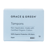 Grace & Green Organic cotton non-applicator tampon - super, 18pcs