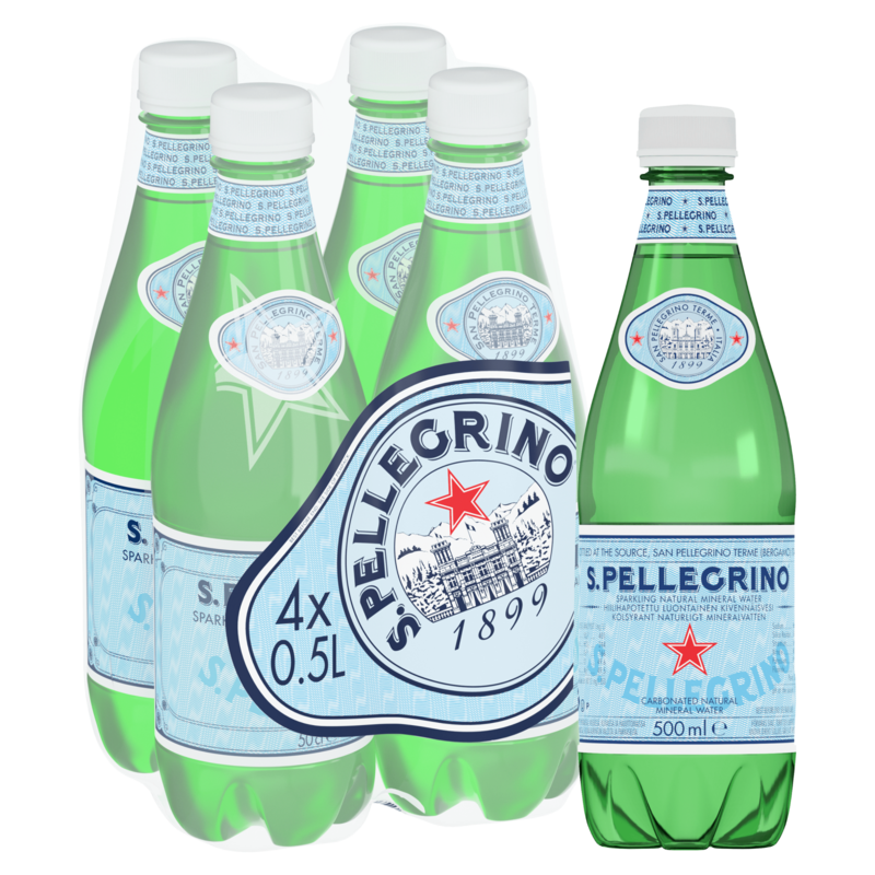 San Pellegrino Sparkling Water, 4 x 500ml Drinks fast delivery by App or Online