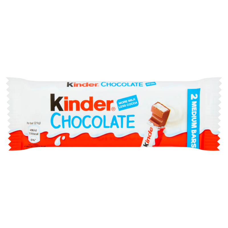 Kinder Chocolate Medium Bars 2 X 21g, 42g Snacks fast delivery by App