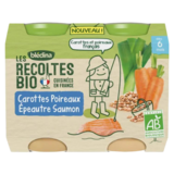 Blédina Plat bébé carotte poireaux saumon Bio, 2 x 200g