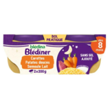 Blédina blediner duo carottes et patate douce semoule des 8 m, 2 x 200g