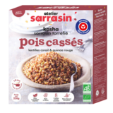 Atelier Sarrasin Kasha Cuisiné Pois Cassés, Lentilles Corail, Quinoa Rouge Bio, 250g