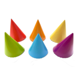Colourful Assorted Paper Party Hats, 6pcs