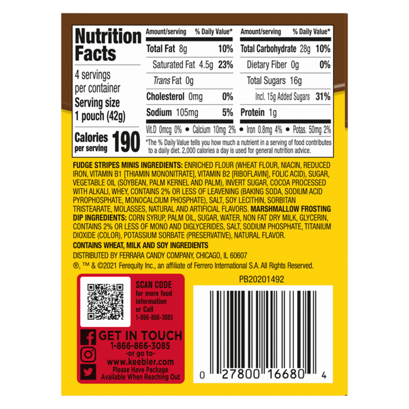 Keebler Dip'mmms S'mores Fudge Stripes Mini Cookies 4ct Snacks fast
