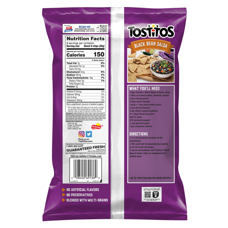 Tostitos Black Bean & Garlic Tortilla Chips 9oz Snacks fast delivery