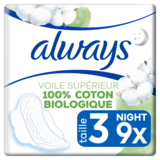 Serviettes Hygiéniques Bio Cotton Protection Night Always x9