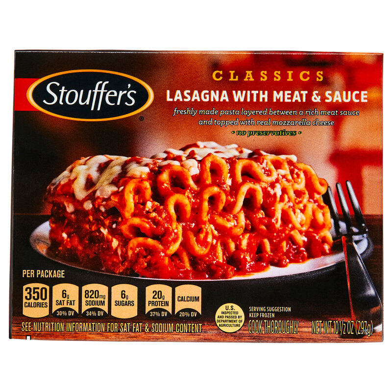 Stouffers Frozen Lasagna With Meat Sauce Meal 10.5oz : Quick ...