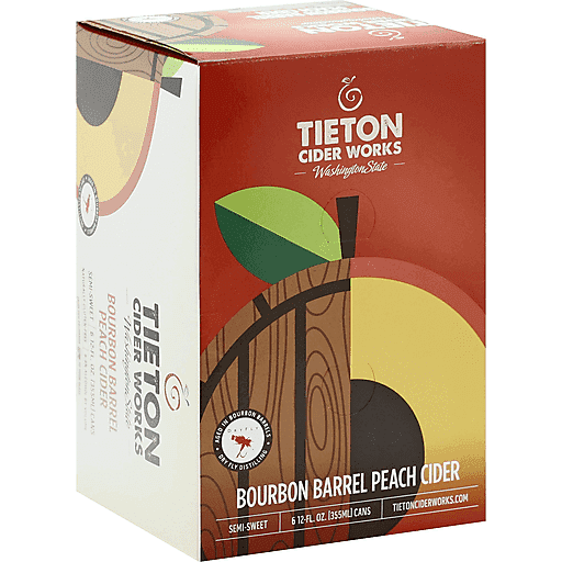 Tieton Cider Works Bourbon Barrel Peach Cider 6pk 12oz Can Alcohol