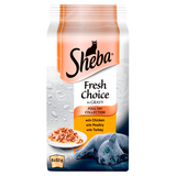 Sheba Fresh & Fine Cat Pouches with Chicken & Turkey in Gravy, 6 x 50g