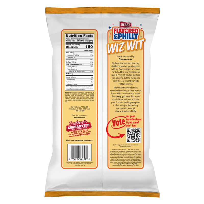 Herr's Flavored by Philly Wiz Wit Potato Chips 7.75oz Snacks fast