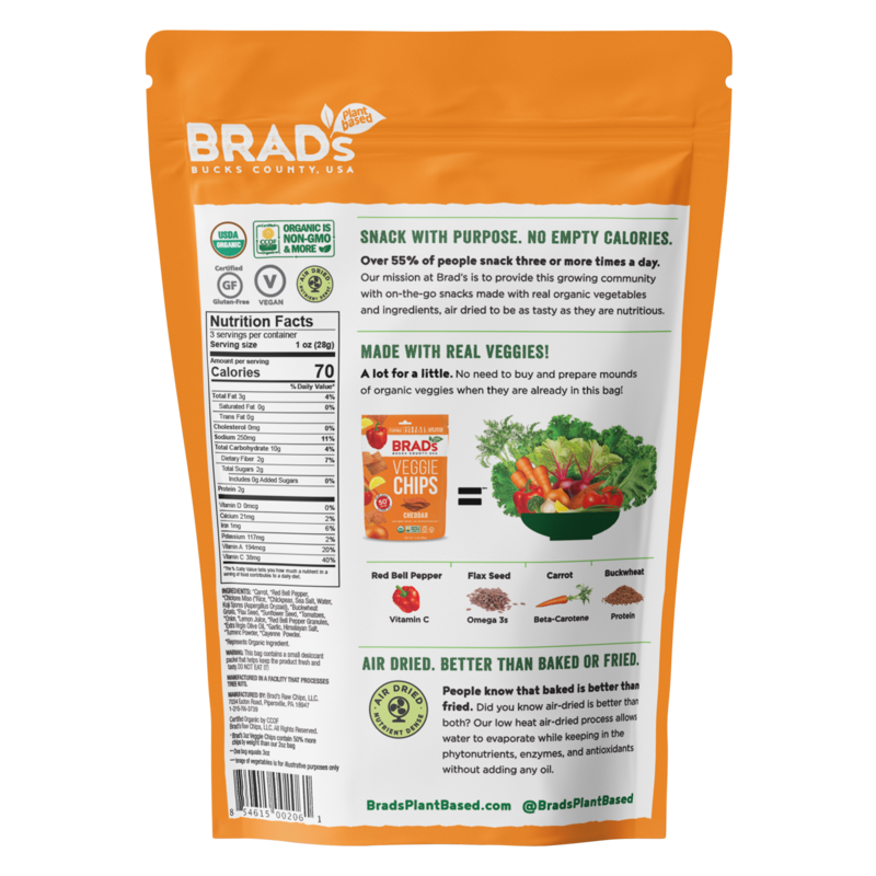 Brad's Plant Based Organic Cheddar Veggie Chips 3oz Snacks fast