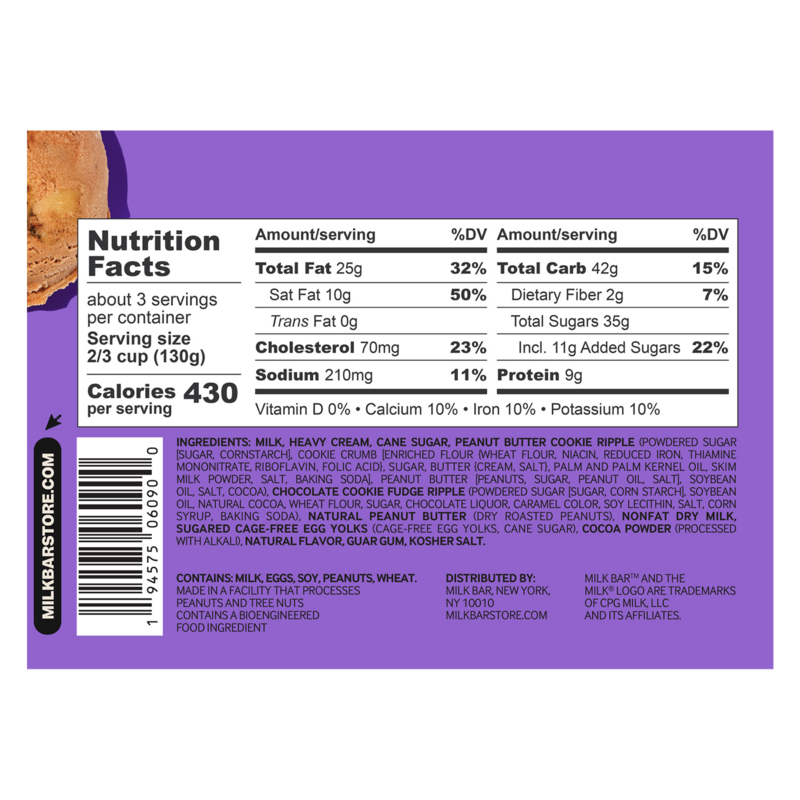 Milk Bar Peanut Butter Chocolate Cookie Crush 14oz Ice Cream fast