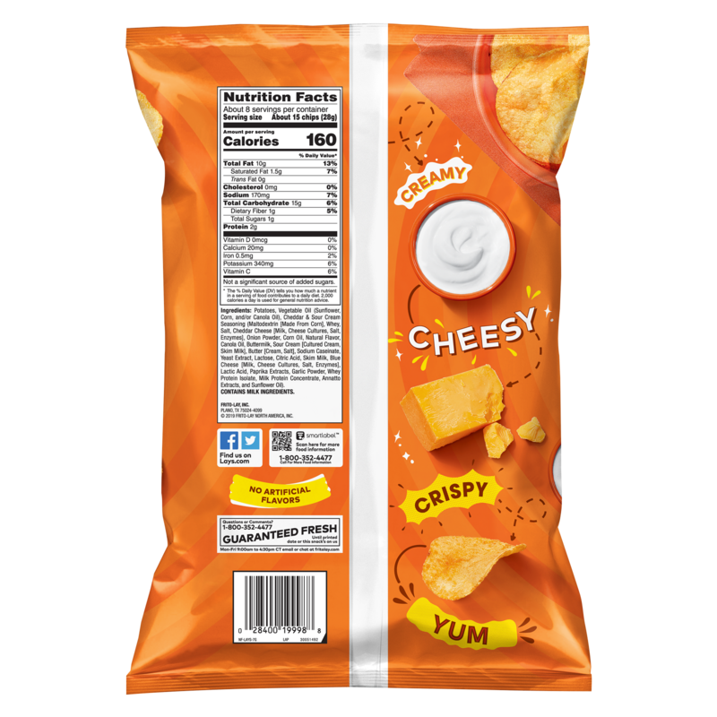 Lay's Cheddar & Sour Cream Potato Chips 7.75oz Snacks fast delivery