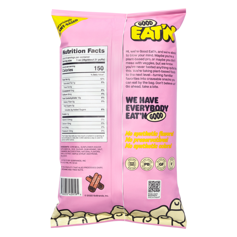 Good Eat'n Cinnamon Sugar Mini Donut Puffs 6oz Bag Snacks fast