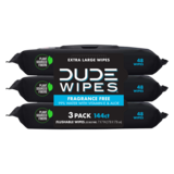 DUDE Wipes XL Flushable Wipes Dispenser Fragrance-Free with Vitamin E & Aloe 48ct 3 pack