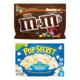 M&M's Milk Chocolate Candies 10.7oz & Pop Secret Homestyle Butter Microwavable Popcorn 3ct