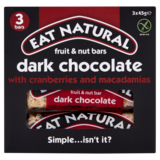 Eat Natural Fruit & Nut Dark Chocolate With Cranberries & Macadamias Bars, 3 x 45g