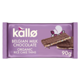 Kallo Belgian Milk Chocolate Rice Cake Thins, 90g