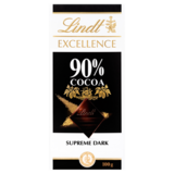 Lindt Excellence Dark Supreme 90%, 100g