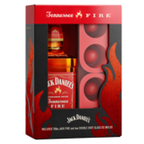 Jack Daniels Tennessee Fire Whiskey 2 Shot Glasses Gift Set 750 Ml