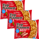 3ct Nissin Top Ramen Beef Flavor Ramen Noodle soup 3oz